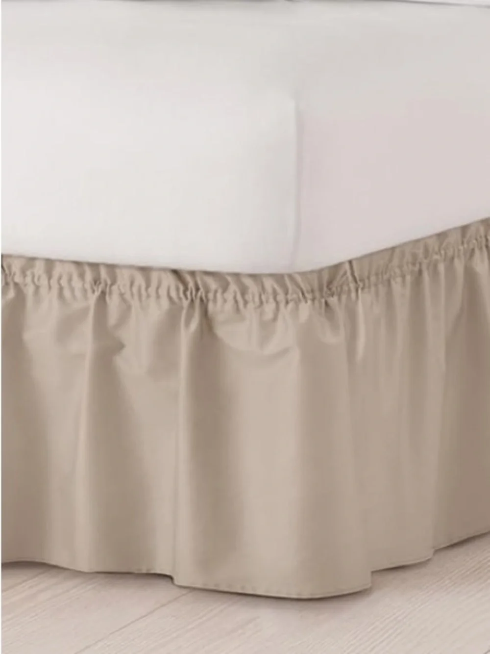 Queen Size Wrap Around Bed Skirt Dust Ruffle 15” Drop - WHEAT